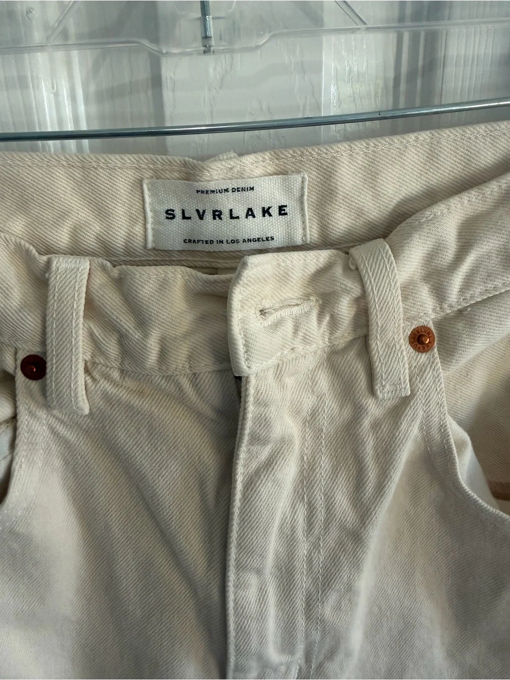 Slvrlake London High Rise Straight Leg Jean Ecru Size 27 FLAWED